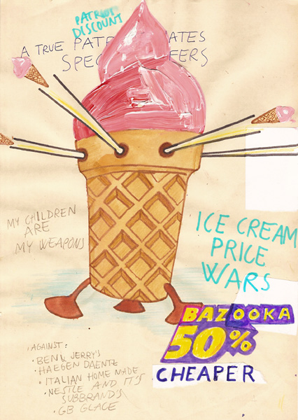 Riiko Sakkinen | A4 Drawings | Ice Cream Price Wars
 (Bazooka 50% Cheaper)