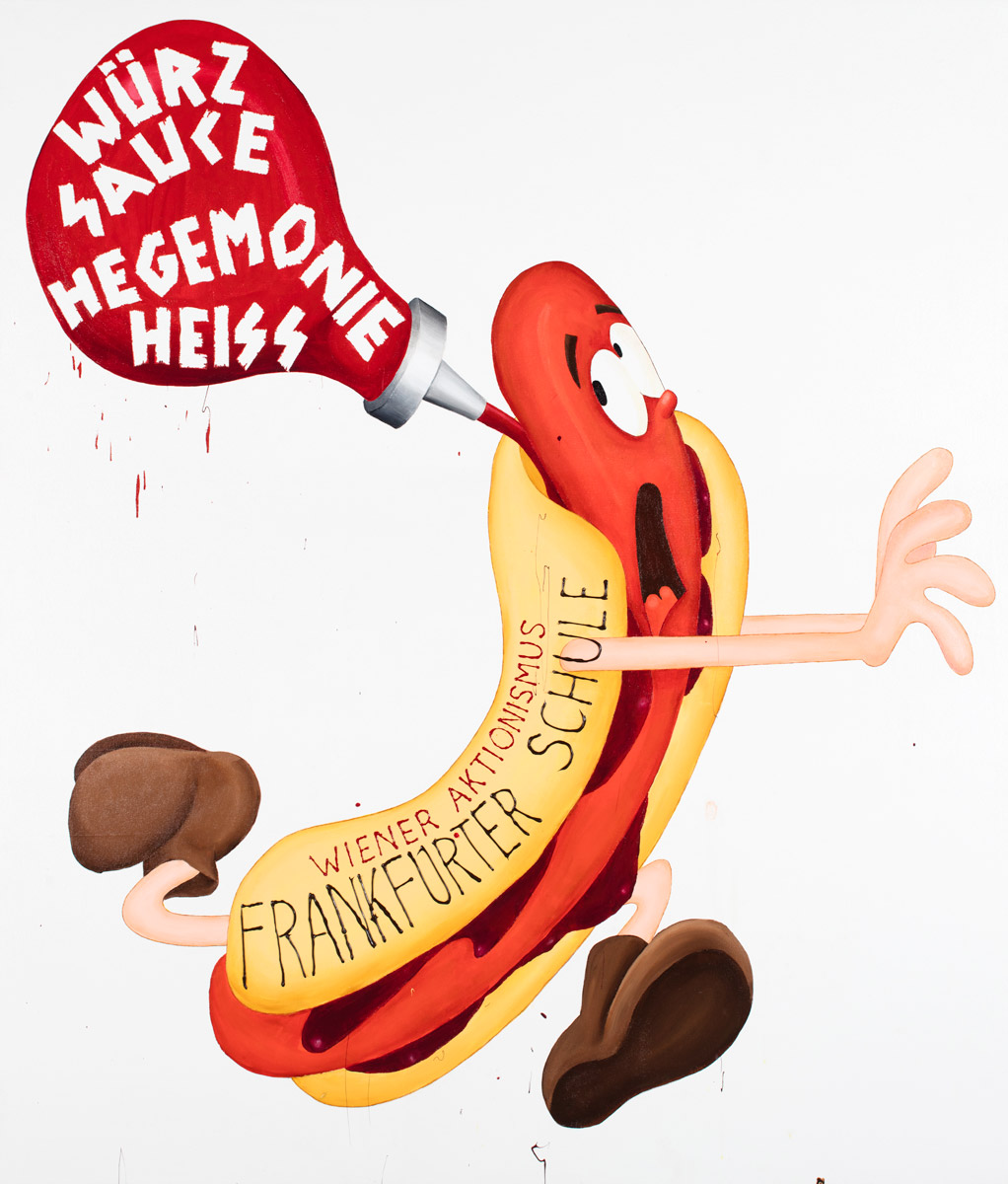 Riiko Sakkinen | Paintings | Wiener Aktionismus and Frankfurter Schule Hotdog