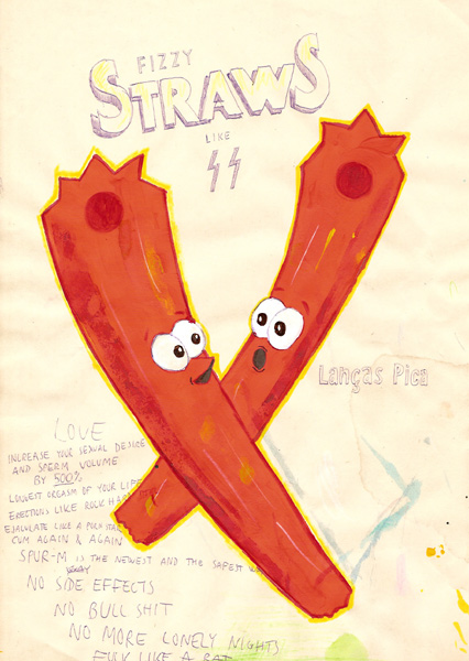 Riiko Sakkinen | A4 Drawings | Fizzy Straws Like SS
 (Ejaculate Like a Porn Star)
