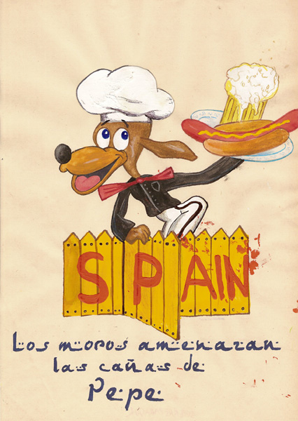 Riiko Sakkinen | A4 Drawings | Los moros amenazan las caas de Pepe