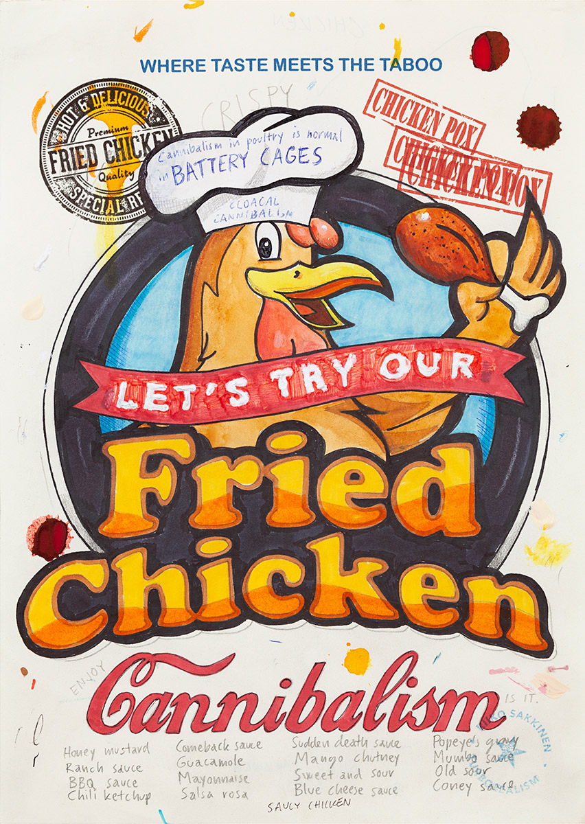 Riiko Sakkinen | A4 Drawings | Cannibalism in Poultry