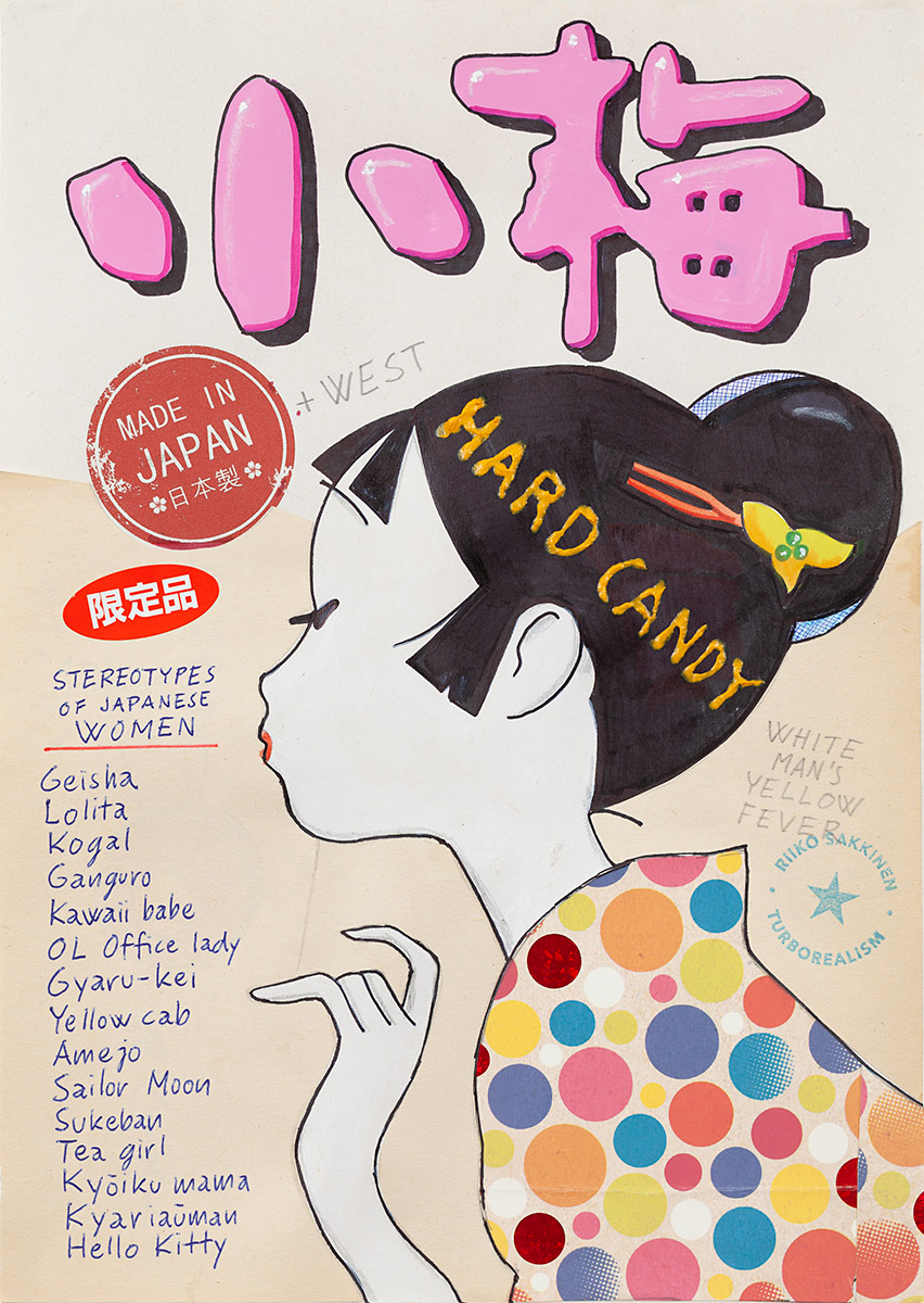 Riiko Sakkinen | A4 Drawings | Hard candy (Stereotypes of Japanese Women)