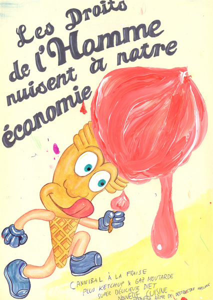 Riiko Sakkinen | A4 Drawings | Cannibal ŕ la Fraise (Les Droits de l'Homme Nuisent ŕ Notre Économie)