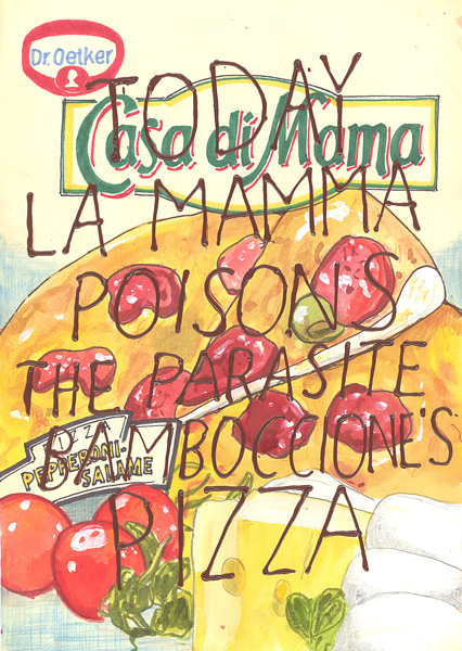 Riiko Sakkinen | A4 Drawings | La Mamma Poisons the Bamboccione's Pizza