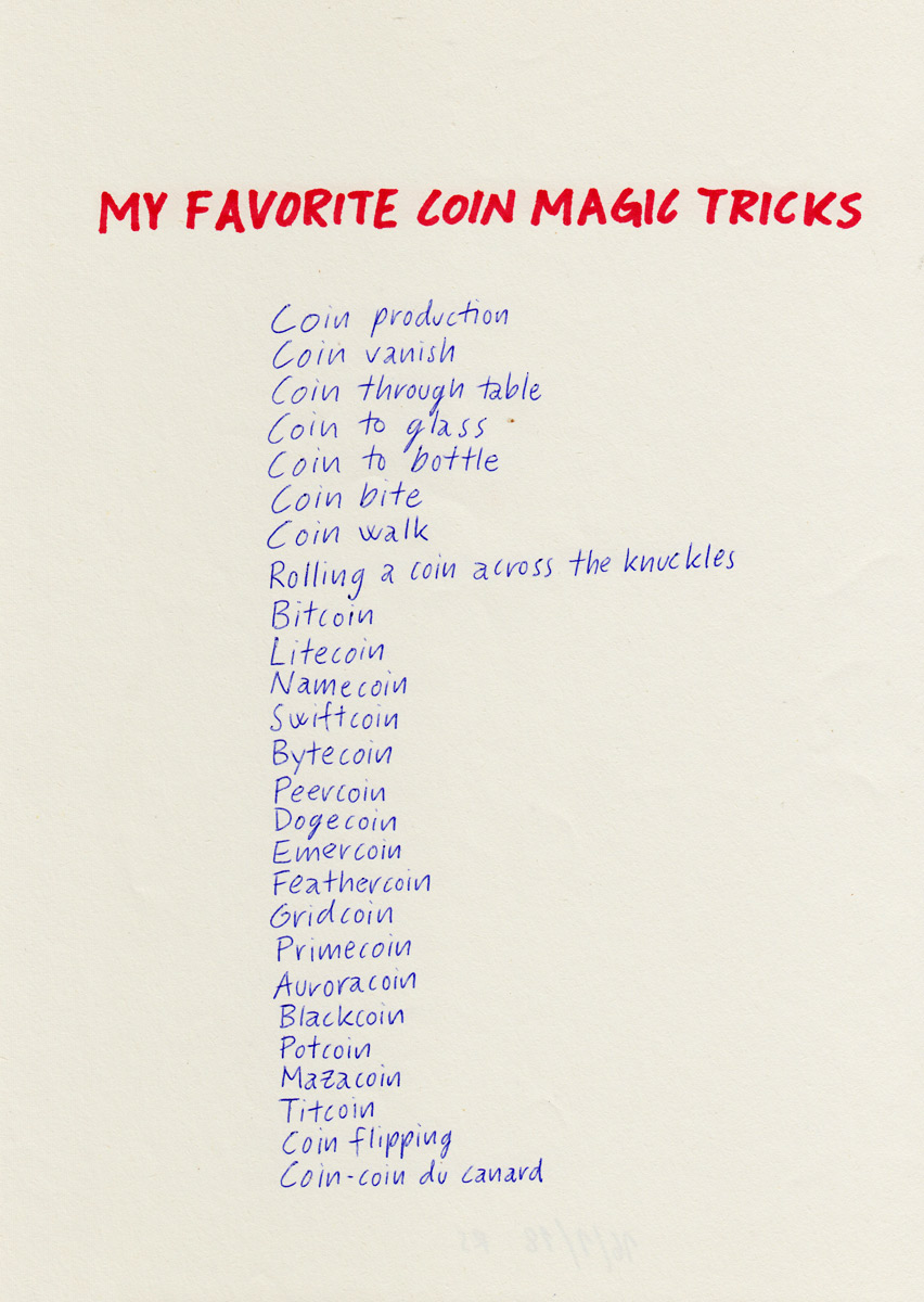 Riiko Sakkinen | A4 Drawings | My Favorite Coin Magic Tricks