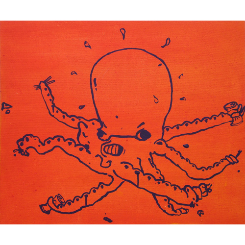Riiko Sakkinen | Paintings | Drunkard Octopus at Tsukiji