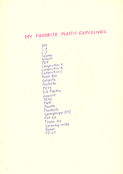 Riiko Sakkinen | A4 Drawings | My Favorite Plastic Explosives