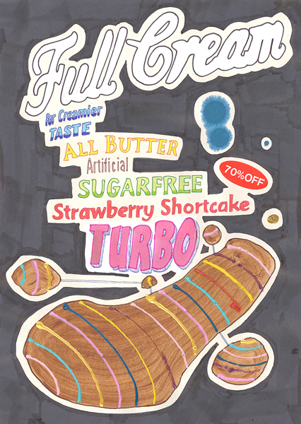 Riiko Sakkinen | A4 Drawings | Full Cream for Creamer Taste All Butter Artificial Sugar Free Strawberry Shortcake Turbo