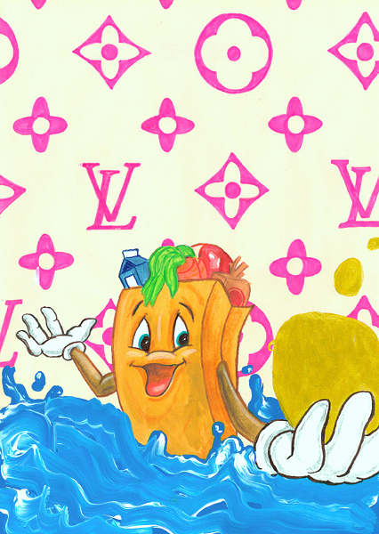 Riiko Sakkinen | A4 Drawings | H.E.Buddy Bathing in the Louis Vuitton World