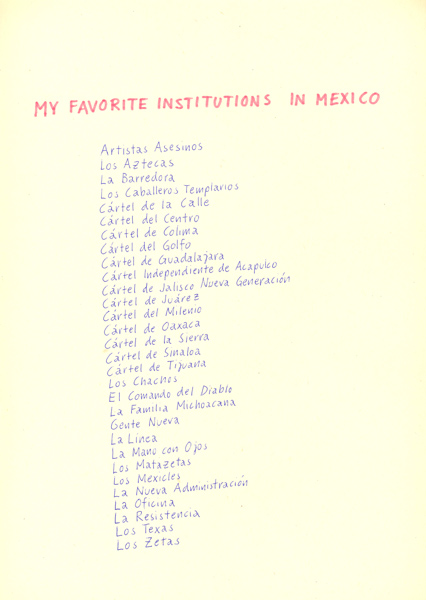Riiko Sakkinen | A4 Drawings | My Favorite Institutions in Mexico