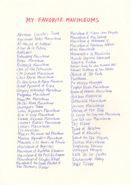 Riiko Sakkinen | A4 Drawings | My Favorite Mausoleums