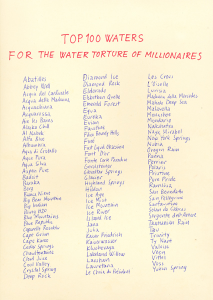Riiko Sakkinen | A4 Drawings | Top 100 Waters for the Water Torture of Millionaires