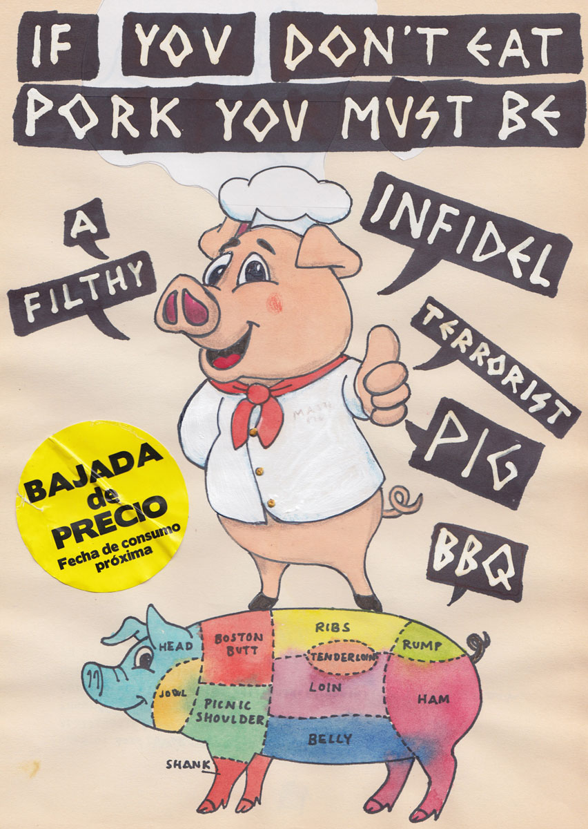 Riiko Sakkinen | A4 Drawings | Terrorist Pig BBQ