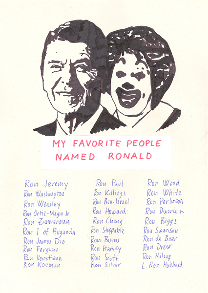 Riiko Sakkinen | A4 Drawings | My Favorite People
Named Ronald