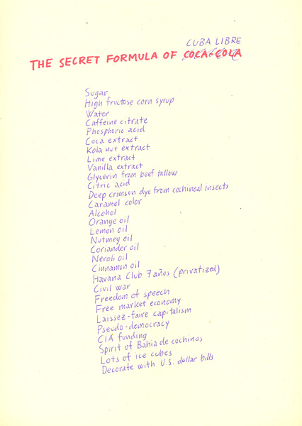 Riiko Sakkinen | A4 Drawings | The Secret Formula of Cuba Libre