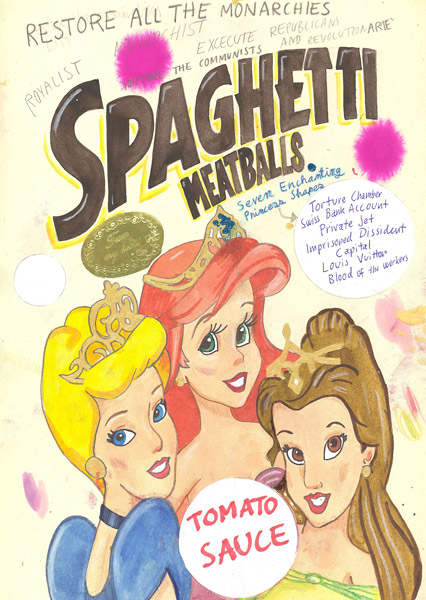 Riiko Sakkinen | A4 Drawings | Royalist Spaghetti
 Meatballs in
 Tomato Sauce