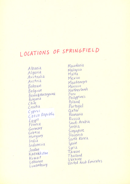 Riiko Sakkinen | A4 Drawings | Locations of Springfield