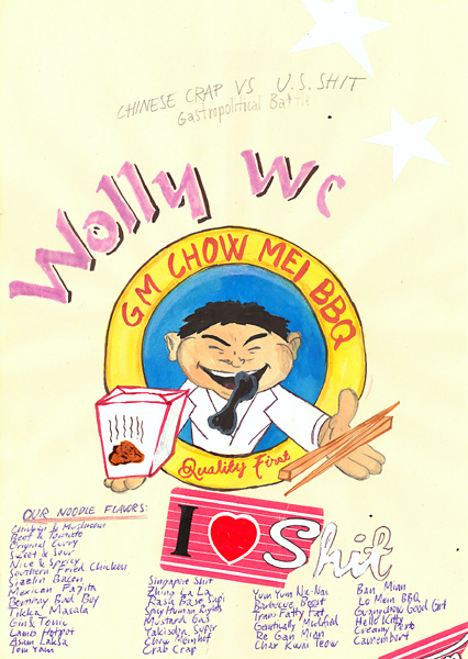 Riiko Sakkinen | A4 Drawings | Gastropolitical Battle: Chinese Crap
 Vs. U.S. Shit